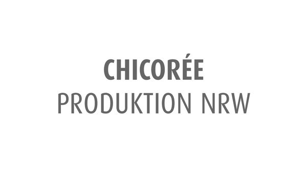 Chicorée Produktion NRW Logo in grauer Schrift auf weißem Hintergrund